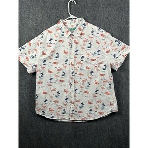 Joe Marlin Men's Hawaiian Beach Shirt All Over  Flamingo Print XL